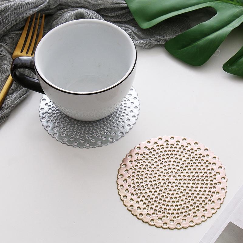 Hollow PVC Bronzing Coaster Table Mat For Coffee Tables Tableware Cup Pads Christmas Decoration Kitchen Accessories