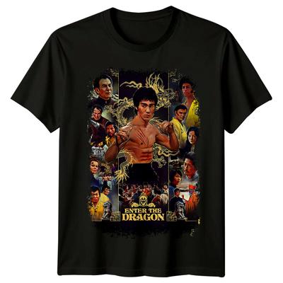 Enter the Dragon (1973) Movie Poster Inspired 100% Cotton T-shirt Mens Tees Top Retro 80s Tee