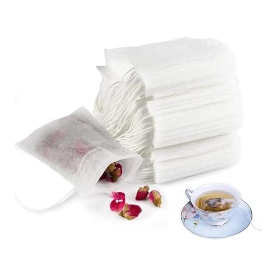 YFFSFDC Disposable Bags, 200 Pieces (8cm x 12cm) Tea Bags, Drawstring Bags, Non-woven Tea Packs, Black Tea, Green Tea, Barley Tea, Coffee Filters,