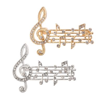 Fashion Music Note Brooches Pins Gold Silver Color Enamel Brooch Elegant Party Accessories For Musical Lovers