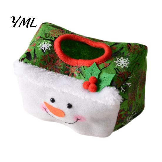 Red Flannel Tissue Box Christmas Cover, Santa Face Holiday Napkin Dispenser Sleeve, Non-Woven Fabric Winter Home Decor Holder for Office Party,