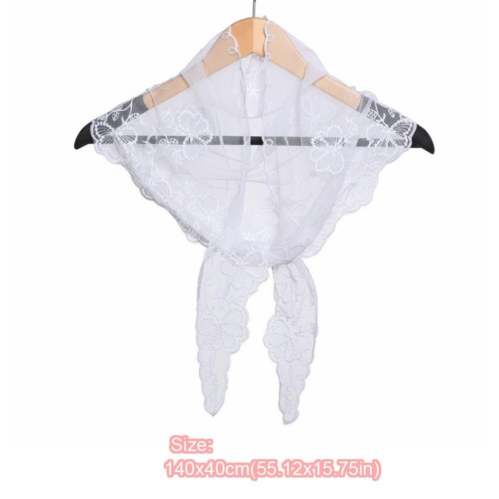 Elegant Embroidered Flower Lace Scarf Breathable Mesh Lightweight Triangle Scarf Silk Scarf Spring