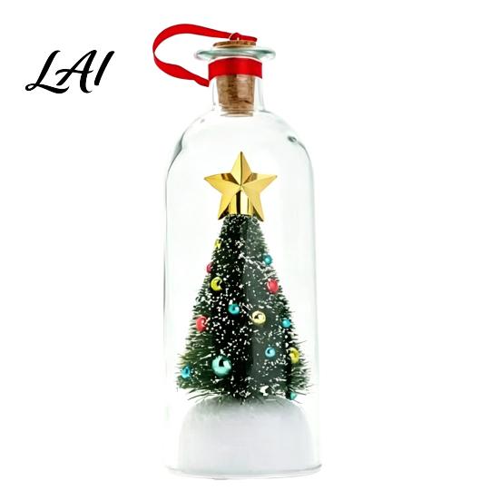 Glass Snow Decoration Recordable Christmas Message in A Bottle Voice Recording Holiday Keepsake with Exchange Gift Ideas Playback Cork Snowy