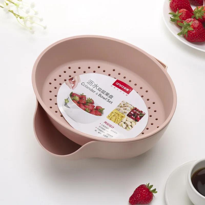Compote Plastic European Double-layer Melon Seed Fruit Draining Plate Lazy Dried Fruit Plate Round Creative Homeware
