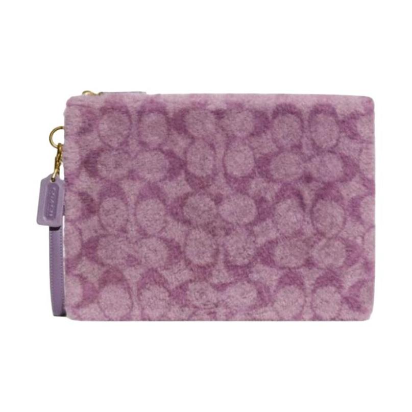Coach Charter 30 Zip Closure Classic Monogram Print Document Wristlet Women Wristlet Purple CC157-OCB Basic Set (Bag+Dust Bag)