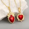 Nidin New Trendy 7 Styles Choice Sacred Heart Pendant Necklaces For Female Male Copper Inlaid Crystal Zircon Link Chain Jewelry