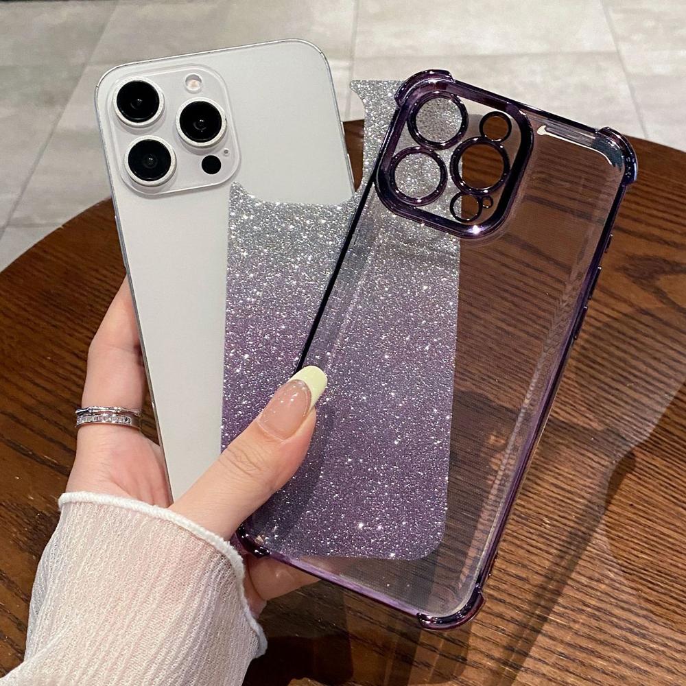 Glitter Gradient TPU Soft Case For iPhone 17 16 15 14 13 12 11 Pro Max Air 16e 17e 7 8 Plus X XS XR Sparkle Cover