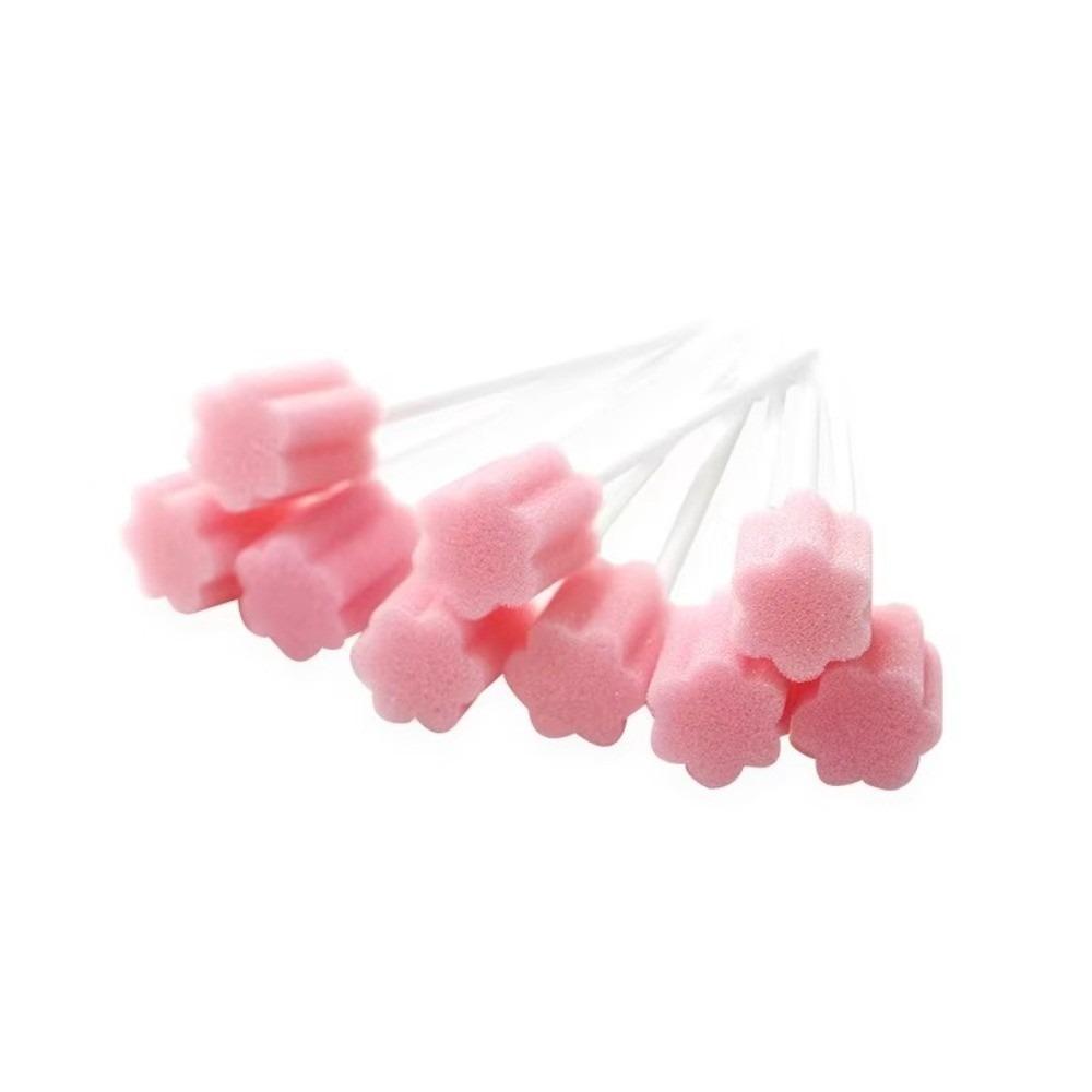 

100PCS Plum Blossom Design Disposable Sponge Stick Teeth Cleaning Sponge Oral Cleaning Accessories B