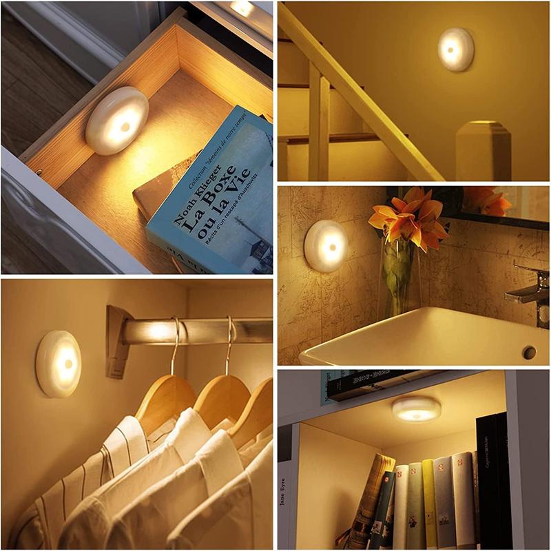 1/3pcs 6LED Motion Sensor Night Light LED Closet Lights Under Cabinet Lights Wireless Wall Puck Lamp For Stair Step Hallway