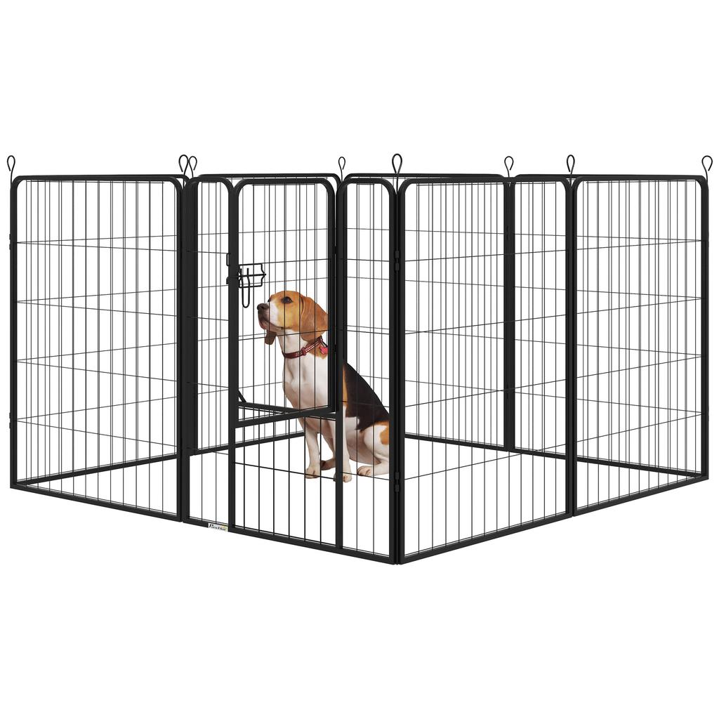 8 Panels Heavy Duty Puppy Playpen, for Large, Medium Dogs, Indoor and Outdoor Use - Black