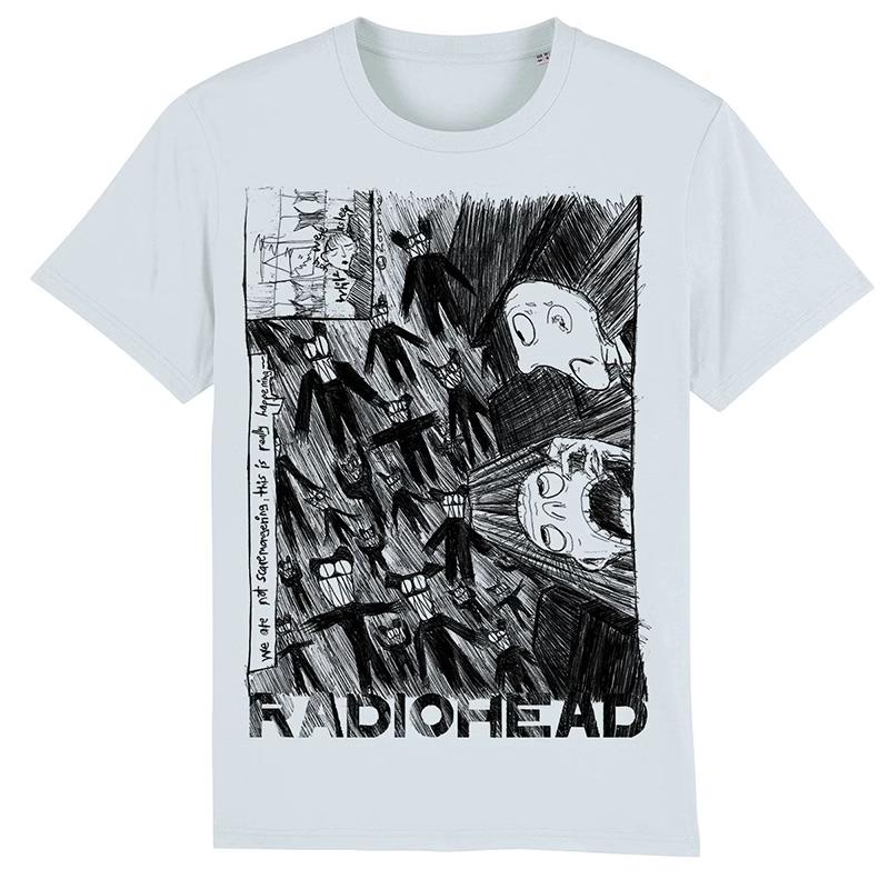 2025 Radiohead, Americké retro klasické nadměrné tričko s krátkým rukávem z rockové punkové kapely