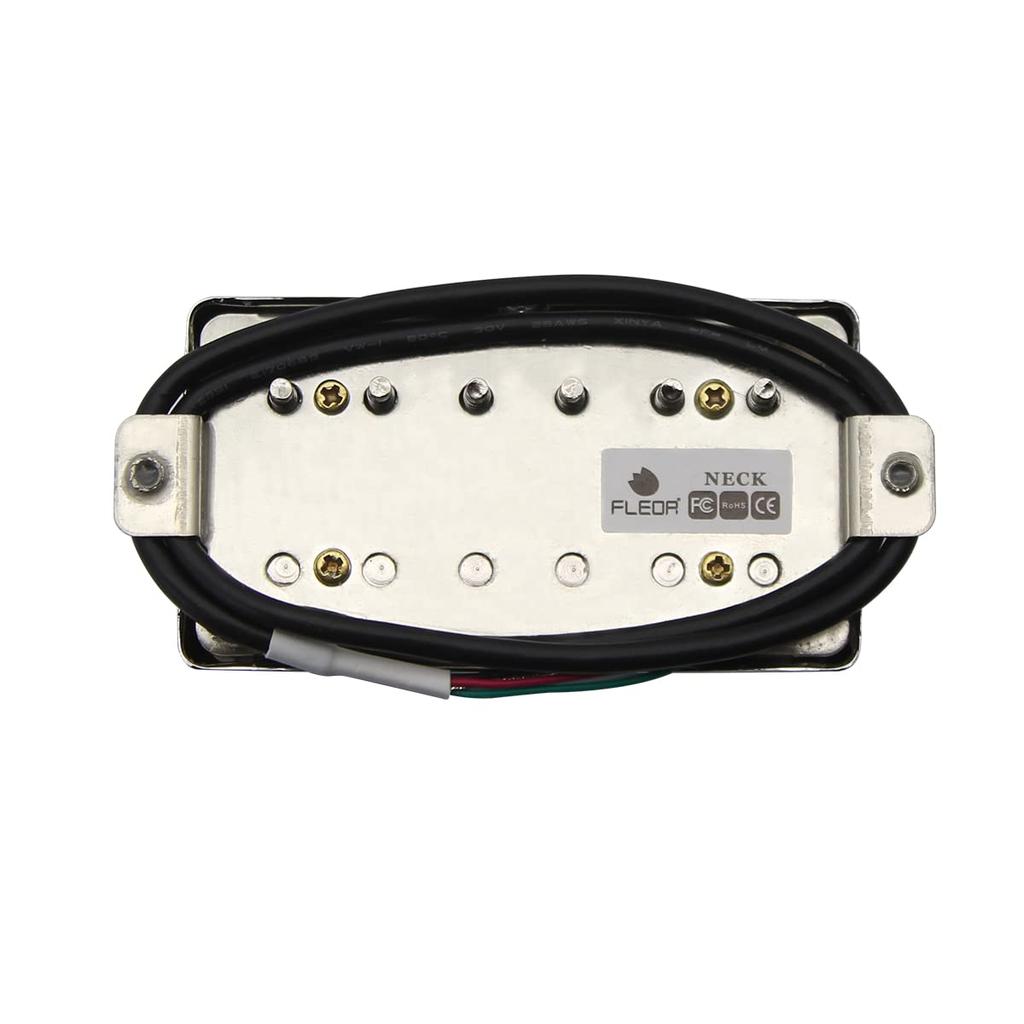 FLEOR Alnico5 Guitar Humbucker Pickup, 4-Wire 7-8K Gold Neck Pickup, Chrome Fit, LP Style, Guitar Pickup Parts