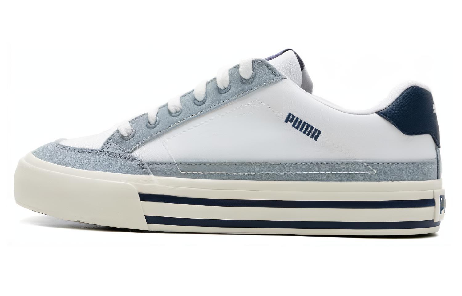 PUMA Court Classic Vulc Canvas Low top Skateboard Shoes Unisex White Blue 395020-05 44.5