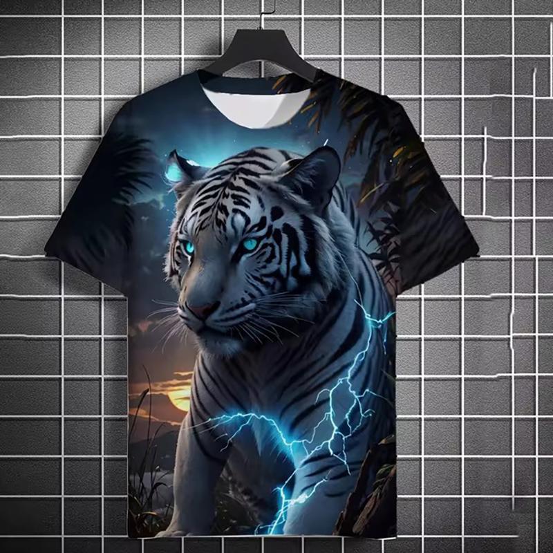 

Футболки с забавным тигром, 3D-принт с животными для мужчин и женщин, футболка с коротким рукавом и круглым вырезом, уличные футболки в стиле Харадзюку, топы, детская одежда 5XL