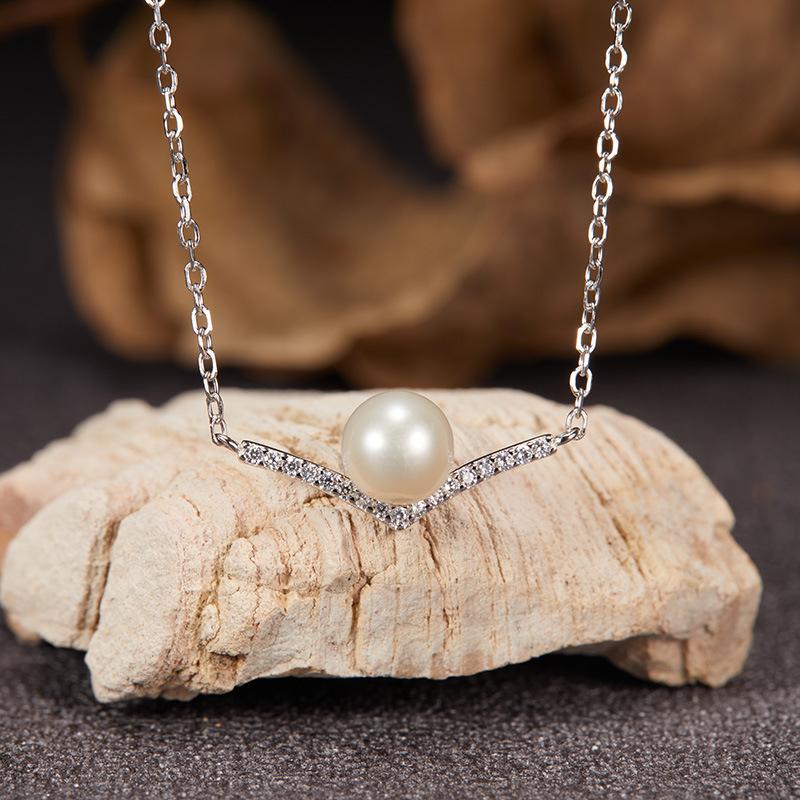 V-Shaped Autumn And Winter S925 Sterling Silver 18K Natural Freshwater Pearl Ring Index Finger Ring Cold Wind Light Luxury Niche Does Not Fade