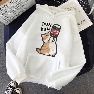 Cat Drinking Beverages Print Sweatshirts Clothes Women Casual Kangaroo Pocket Hoodies Unisex Fashion Funny Hooded Pullovers
