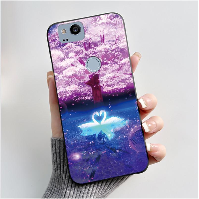 Cute Case For Google Pixel 2 / Pixel 2XL Printing Shell Pixel 1 XL Pixel1 Protective Cover Soft Silicone Cartoon Black Casing