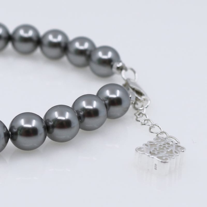 jewelCOUNTY Classic Anagram Pearl Bracelet[Grey/92.5Silver]