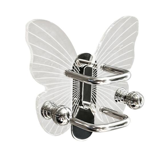 Transparent Hook Strong Load-bearing Butterfly Shape Simple Installation Self Adhesive Key Towel Hook Storage Rack