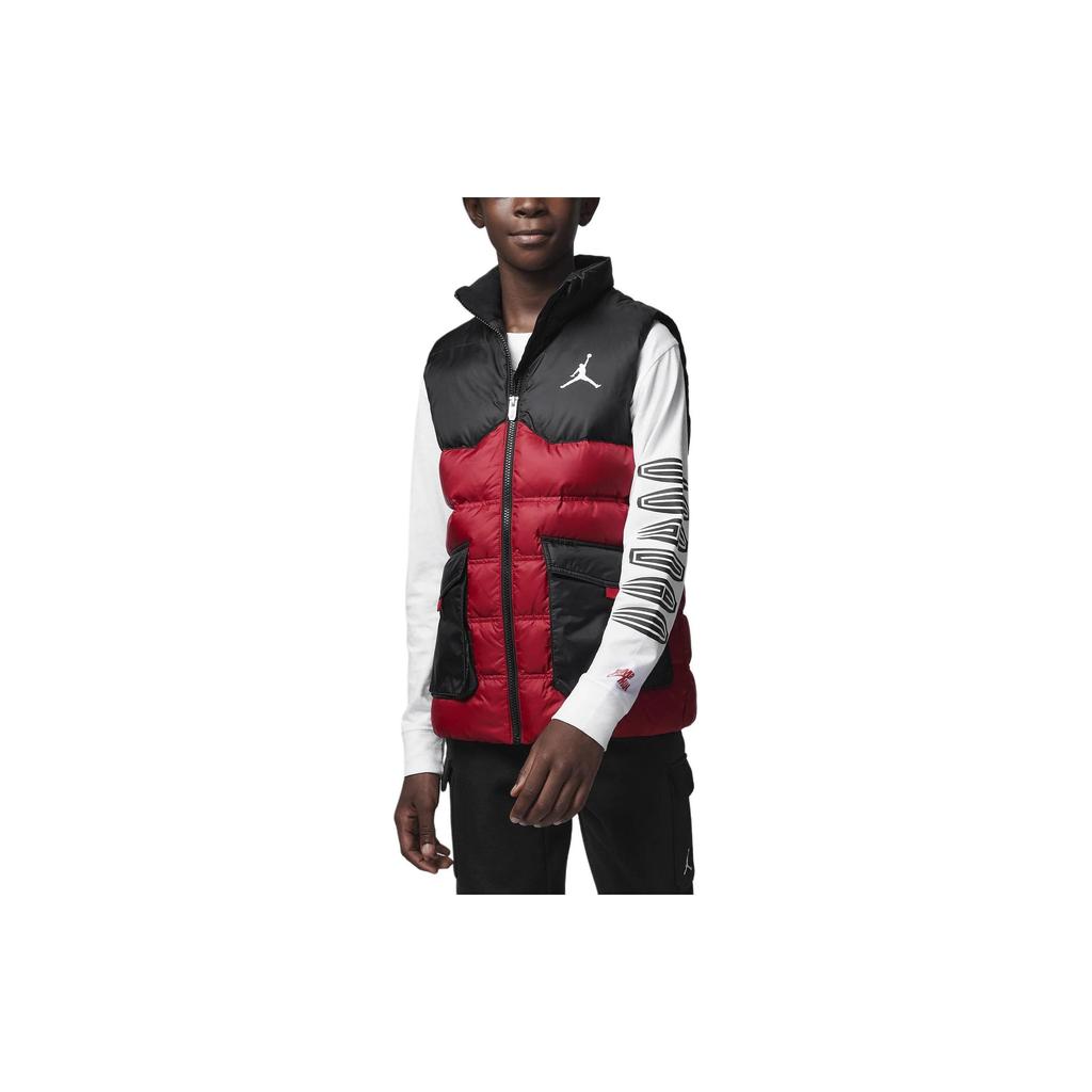 Jordan Gilet Imbottito Trapuntato Collo Alto Cerniera Logo del Marchio Tasca Gilet Senza Maniche Color Block Stile Bambino Gilet Bambino 95B662-R78