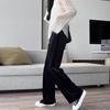 Slim Wide Leg Pants for Women Knitted Casual High Waist Autumn Winter Long Trousers Comfortable Straight Cut Pants
