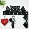 Coat Hook with 6 Metal Hooks Wall Mounting Nail-Free Hooks Butterfly Hollow Design Storage Rack for Keys Bags Small Items