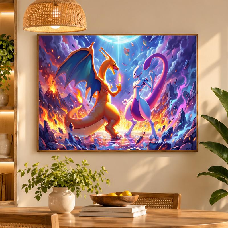 5D Diamond Painting Mewtwo DIY Full Drill Diamond Art Kit Home Decoration