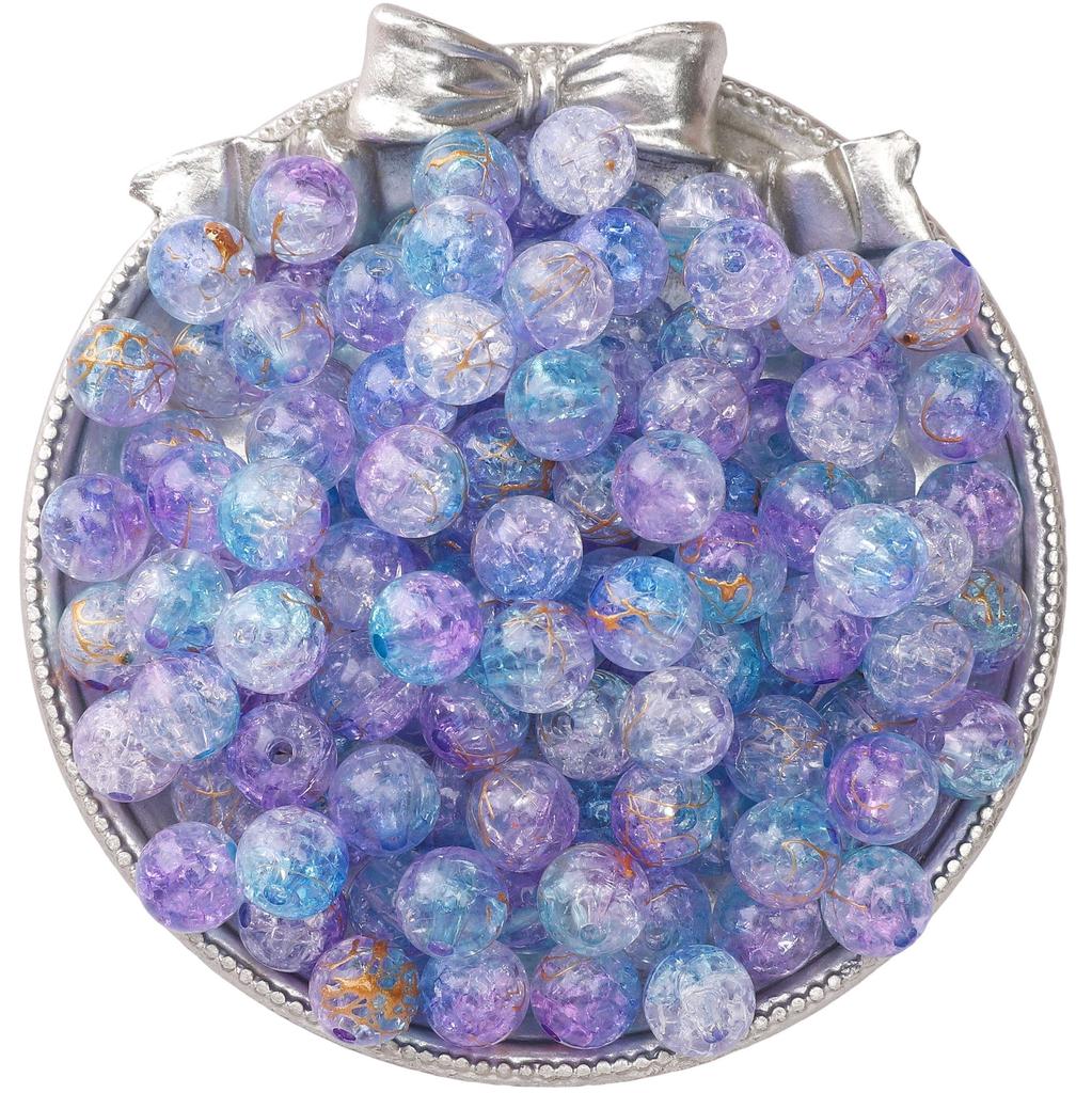 8mm/10mm Cracked Patterned Beads Irregular Color Acrylic Beads For DIY Jewelry Making