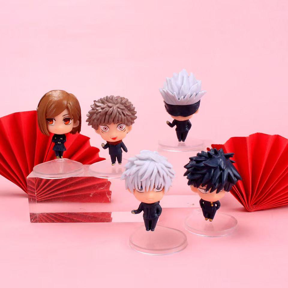 

5Pcs Anime Jujutsu Kaisen Kawaii Q Version Figure Doll Gojo Satoru Fushiguro Megumi Cartoon Effigy Model Decoration Toys Gifts