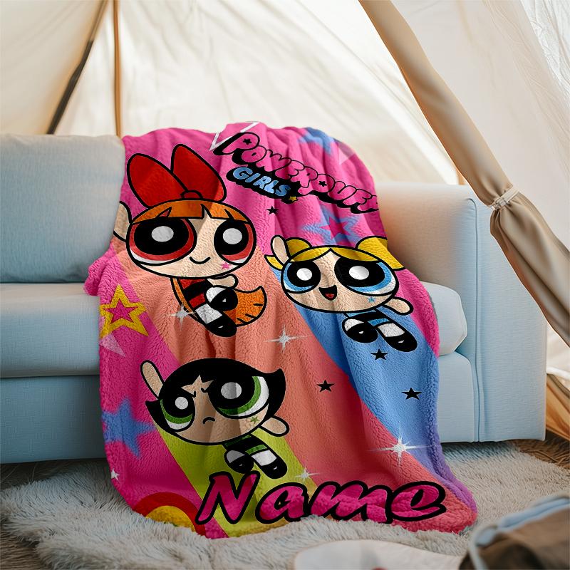 Personalized Custom Name Blanket - The Powerpuff Girls Print Design,Blanket for Sofa,Bed,Travel,Camping - Soft and Warm, Great Gift