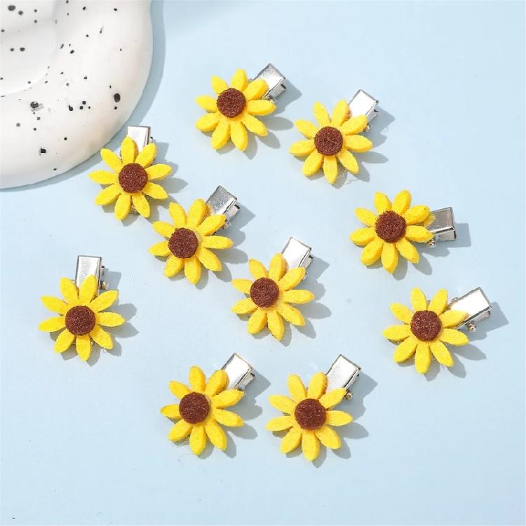 10PCS Sunflower Barrettes Soft Fabric Hair Clip with Secure Grip for Girls Women Everyday Styling Music Festival Needs