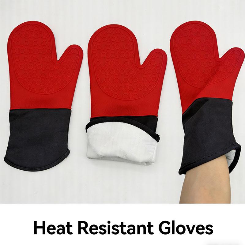 Heat insulation gloves, anti-scalding gloves, silicone kitchen heat insulation oven gloves, baking and high temperature resistan