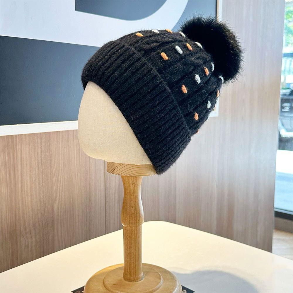 Fashion Warm Winter Hat Thickened Plush Knitted Cap Elastic Ear Protection Beanie Hats Women