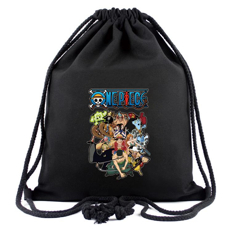 New Best-selling One Piece Around the Mouth Backpack Animation Around Luffy Drawstring Pocket Oxford Cloth Backpack Storage Bag.