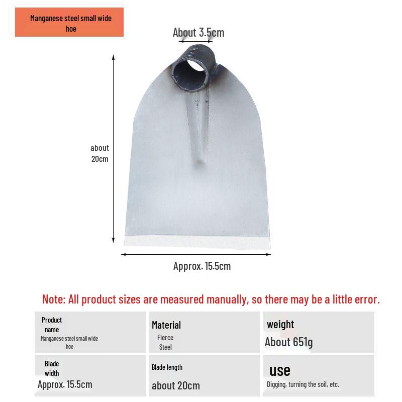 All-Steel Manganese Hoe for Outdoor Gardening and Land Reclamation