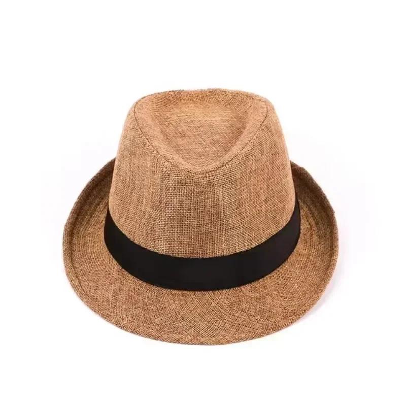 1Pcs Men's Fashion Top Hat Cotton Linen Gentleman Hat Casual Sunshade Four Seasons Hats Suitable for Parties and Other Occasions