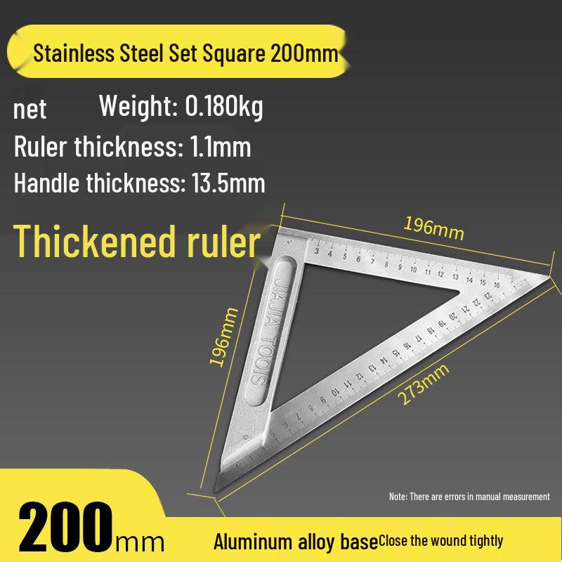 High Precision 90° Stainless Steel & Aluminum Angle Ruler for Woodworking