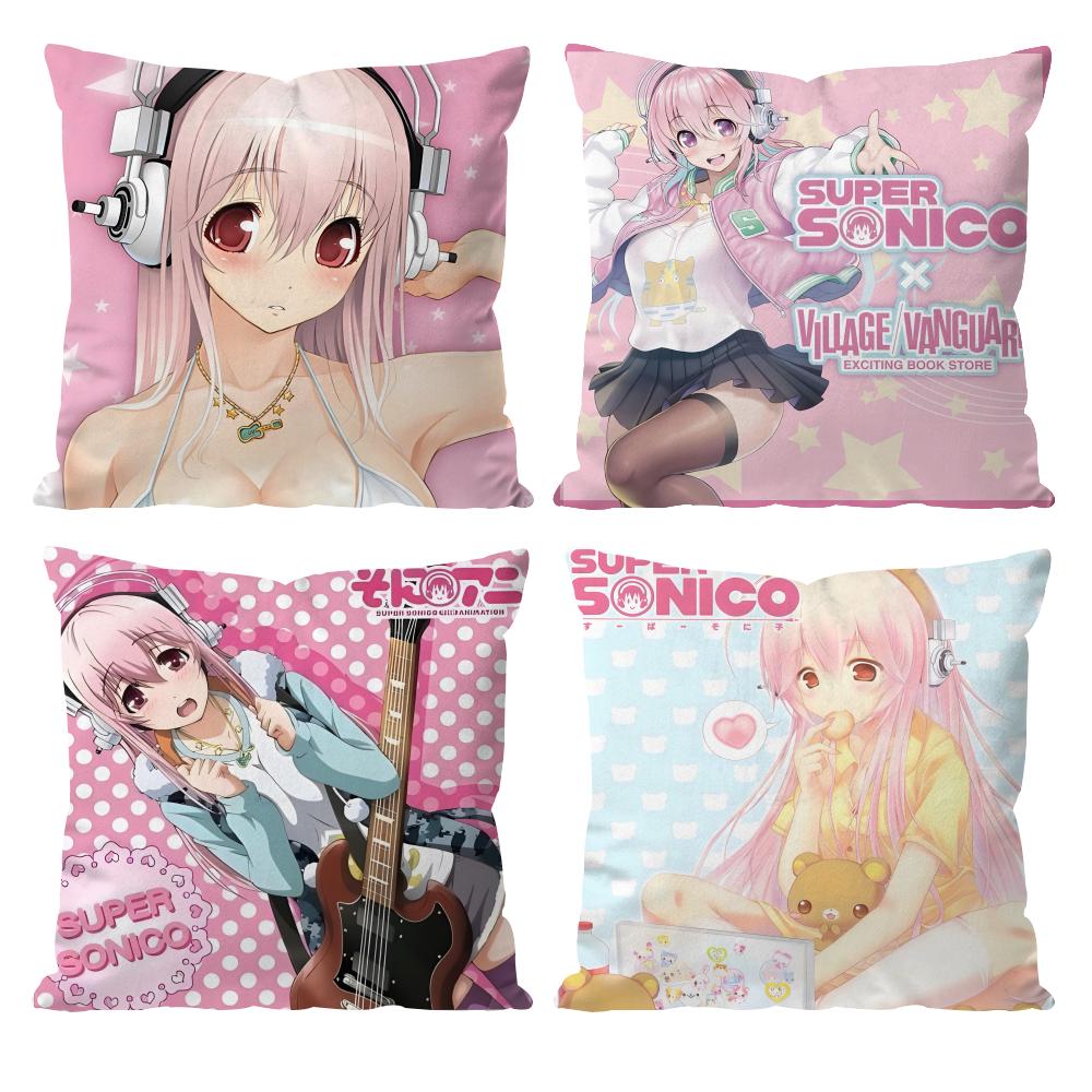 Anime Super Sonico Manga Classic Cushion Cover Pattern Printed Pillowcase for Living Room Sofa Cushion Cover & Bedroom Decor