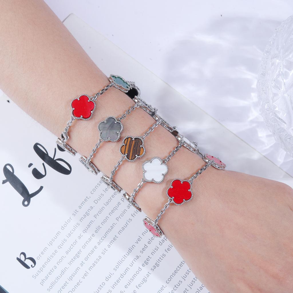 INS Hot Sale 15mm Five Leaf Flower Bracelet Natural Shell Flower Jewelry For Women Girls Party Wedding Daily Wear Jewelry Gift