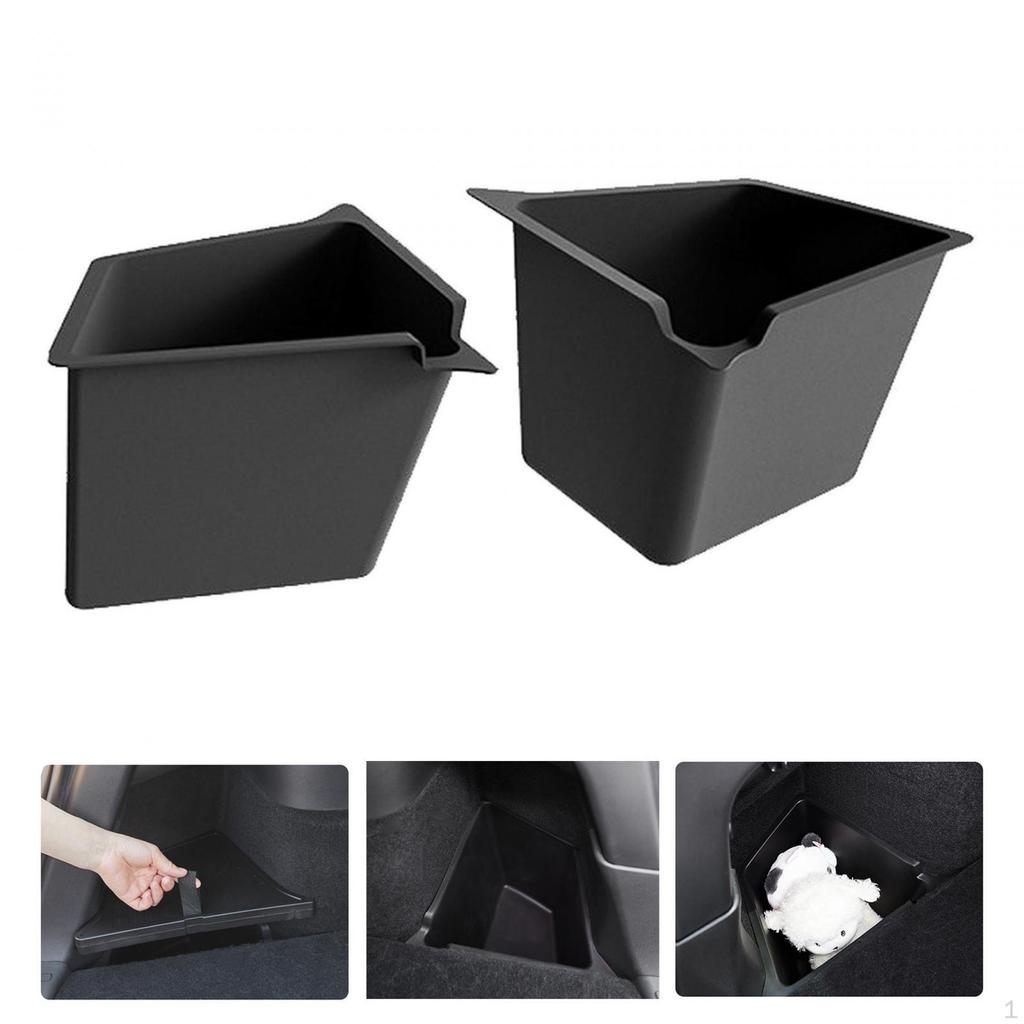 2x Car Rear Trunk Organizer Storage Box Sturdy Easy Installation for Model Y Interior Accessories
