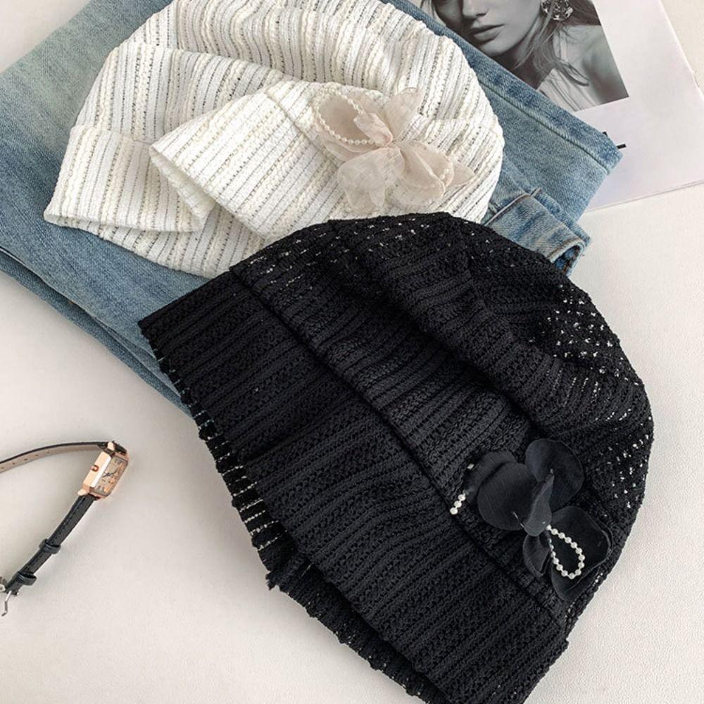 Sweet Beanies Hat Breathable Knitted Hat Casual Flower Pullover Hat  Outdoor