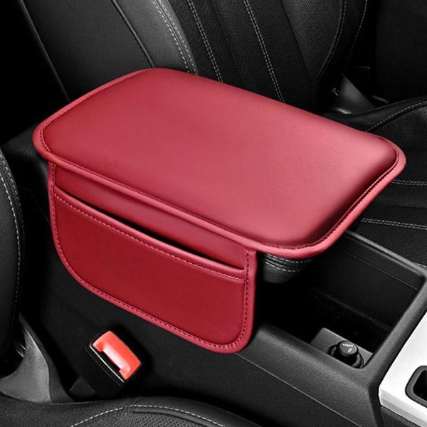 Cuscino per bracciolo auto in pelle PU, morbido cuscino per bracciolo auto con tasca laterale, universale, tappetino antigraffio per console centrale, protezione antiscivolo, supporti per le mani