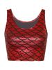 Women Rave Festival Shiny Mermaid Scale Tank Top Gym Fitness Sports Crop Top