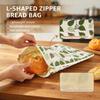 2Pcs Reusable Beeswax Bread Bag Linen Homemade Sourdough Bread Storage Bag with L Shape Zipper Food Grade Cotton Beeswax Bags