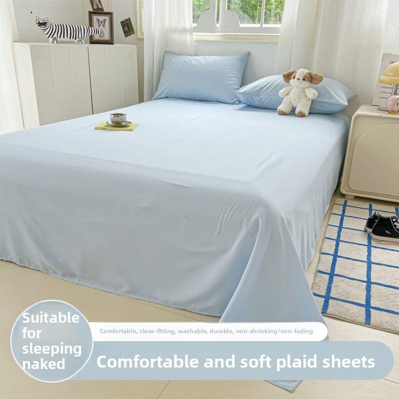 Cream Style Striped Skin-friendly Bed Sheet For Single Double Student Dormitory Household Bed
