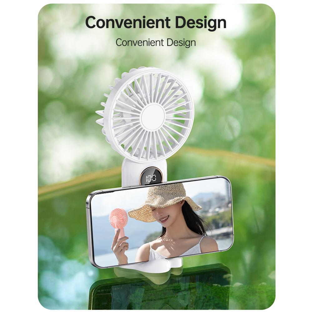 Portable Fan Mini Handheld Electric Fan Support 5 Adjustable Wind Speed Silent Operation Power by