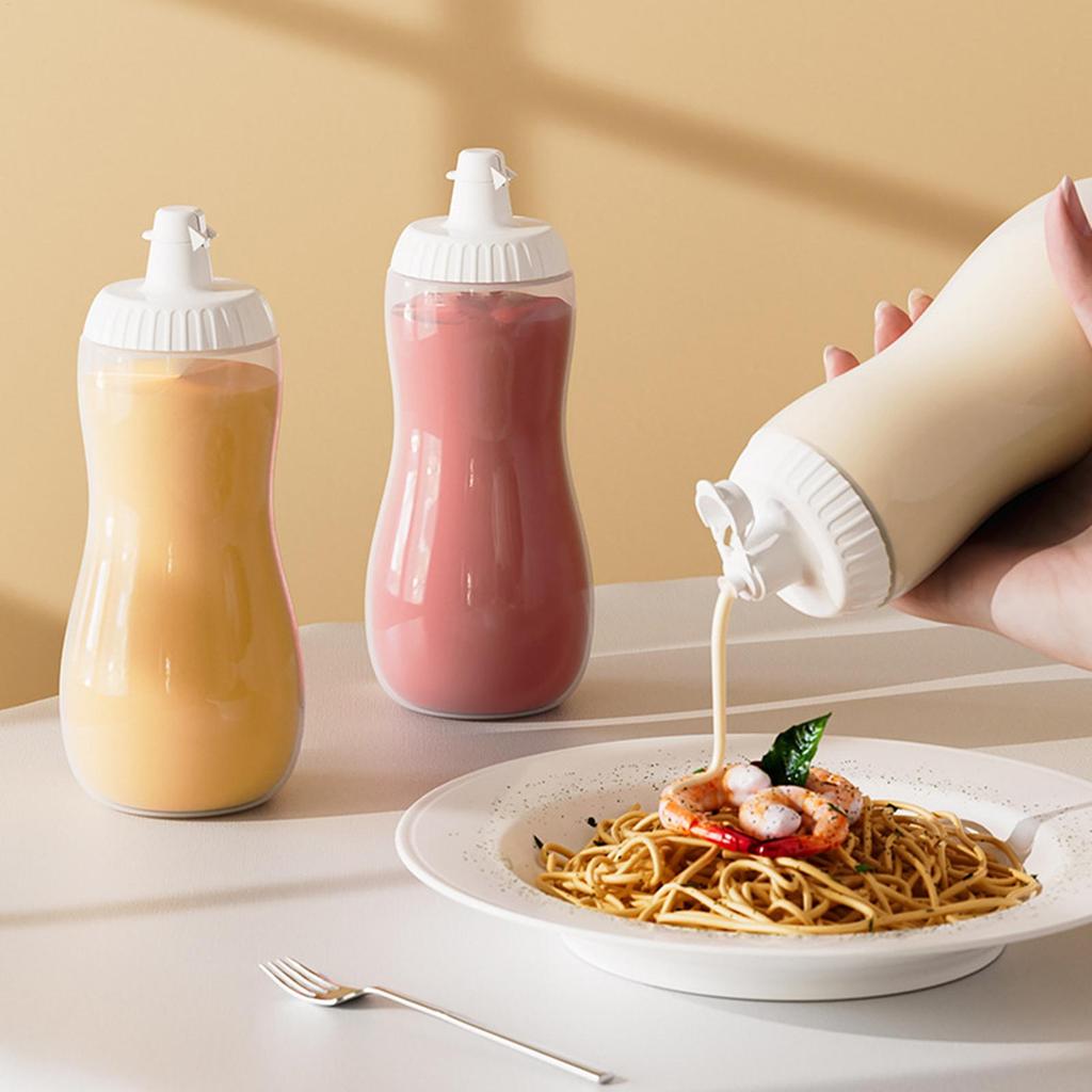 500ml Leakproof Condiment Squeeze Bottles Refillable Dispenser for Sauce Oil, Multi-Purpose Kitchen Container for Meal Prep Home