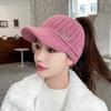 Autumn and winter versatile iron standard knitted rabbit wool hat women's fleece thickened warm ear protection duck tongue empty top hat