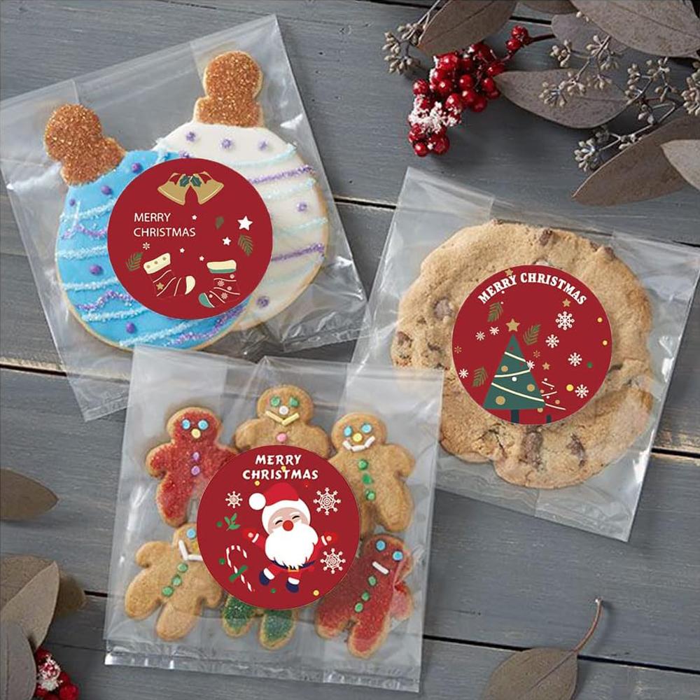 500pcs/Roll Merry Christmas Stickers Christmas Theme Seal Labels Stickers for DIY Gift Baking Package Envelope Stationery Decor