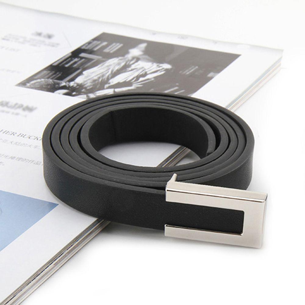 New Vintage Korean Female Trouser Dress Decoration Leather Belt Metal  Buckle Thin Waistband